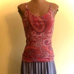 NWOT 2 Ply Nylon Paisley Print Tank Top, MED